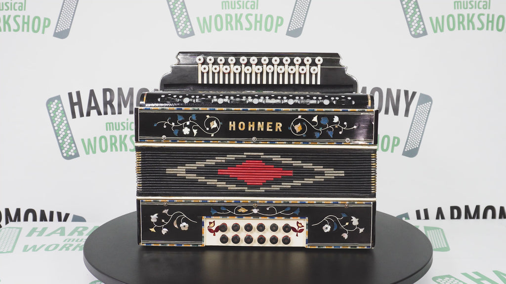 Hohner Antique Decorated Vintage Button Accordion Garmon Squeezebox Concertina, made in Germany, Amazing Wonderful sound, 2227