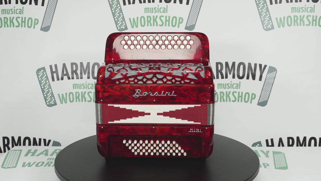 Borsini Mini 3 Row Button Accordion C Griff, made in Italy, Lightweight Rare Original Musical Instrument Accordeone de Botones for Beginners, 2742
