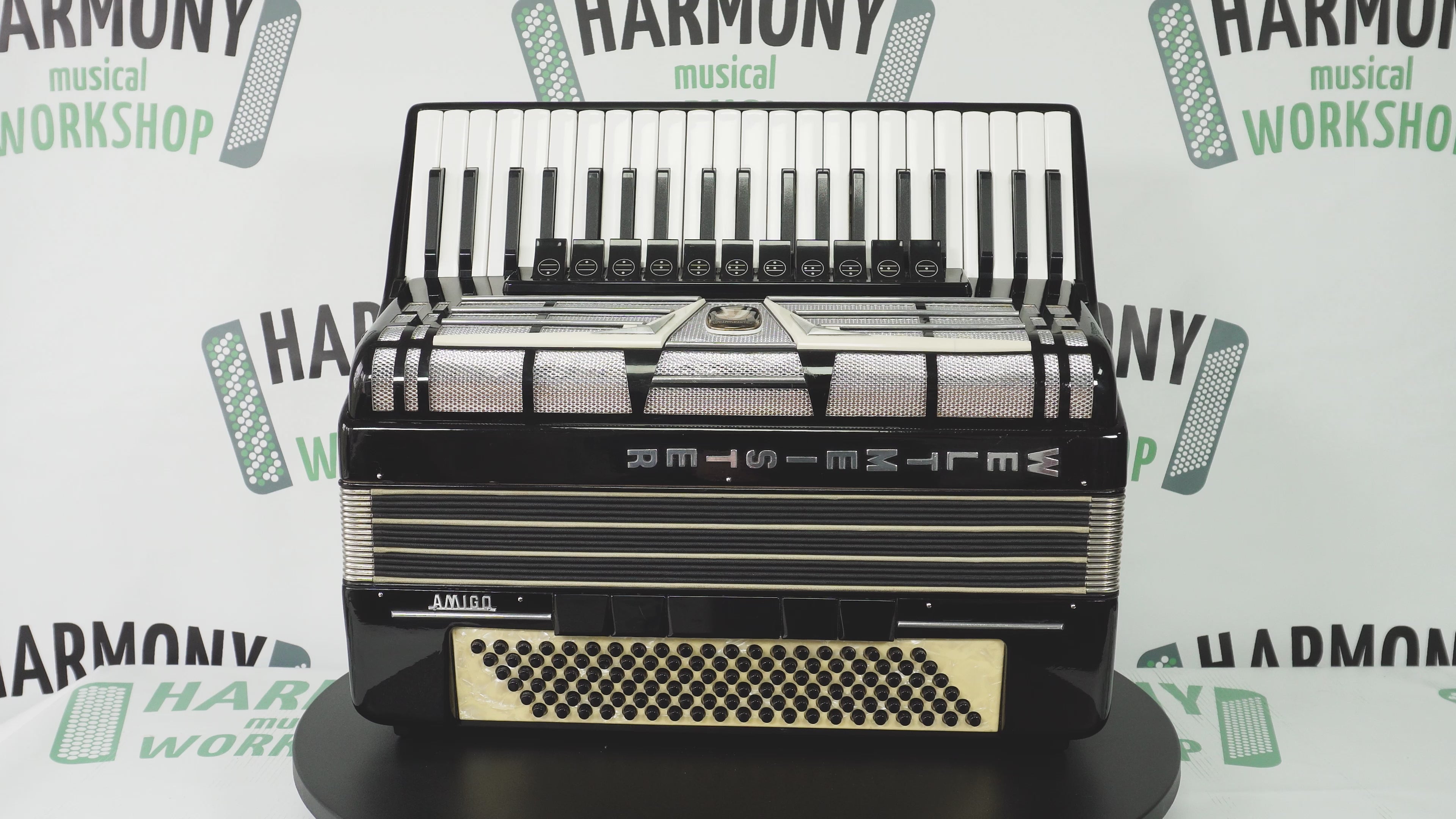 Weltmeister Amigo Accordion 120 Bass, German Full Size Keyboard Piano Accordian, New Straps and Soft Bag, 2713