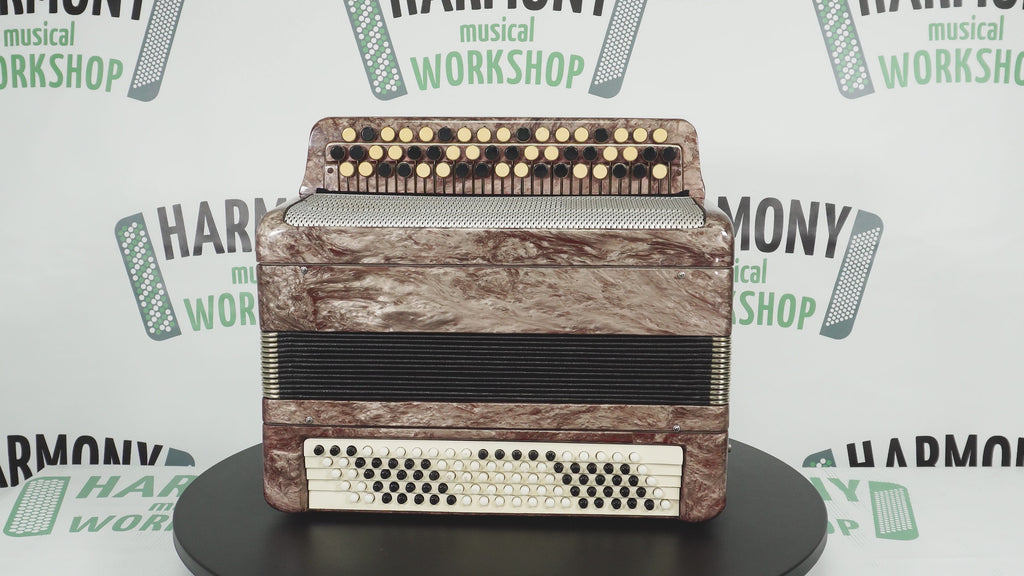 Russian Bayan Tulskiy, 3 Row Tula Chromatic Button Accordion, Vintage Music Box B System, New Straps and Soft Case, 2746