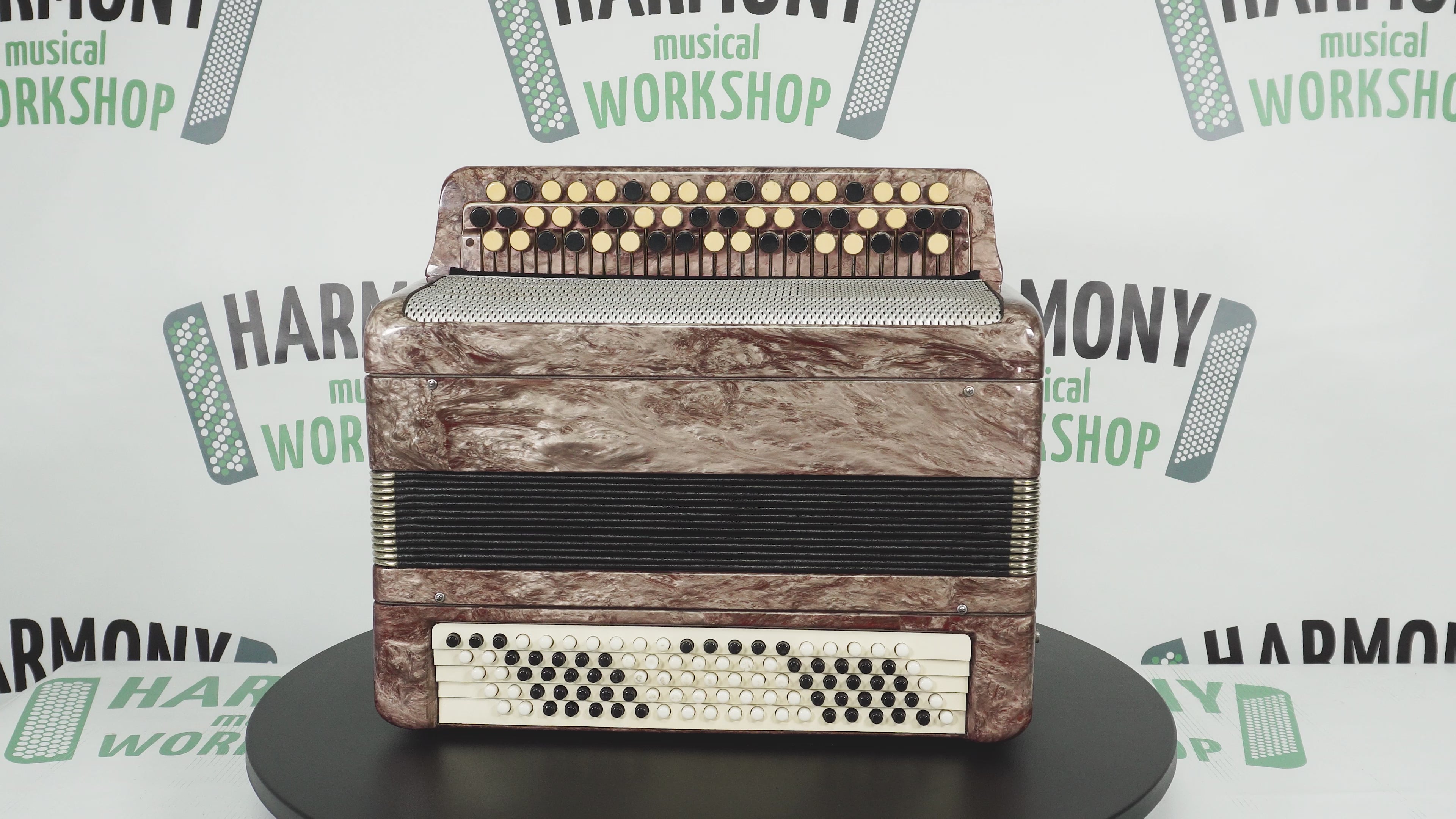 Russian Bayan Tulskiy, 3 Row Tula Chromatic Button Accordion, Vintage Music Box B System, New Straps and Soft Case, 2746