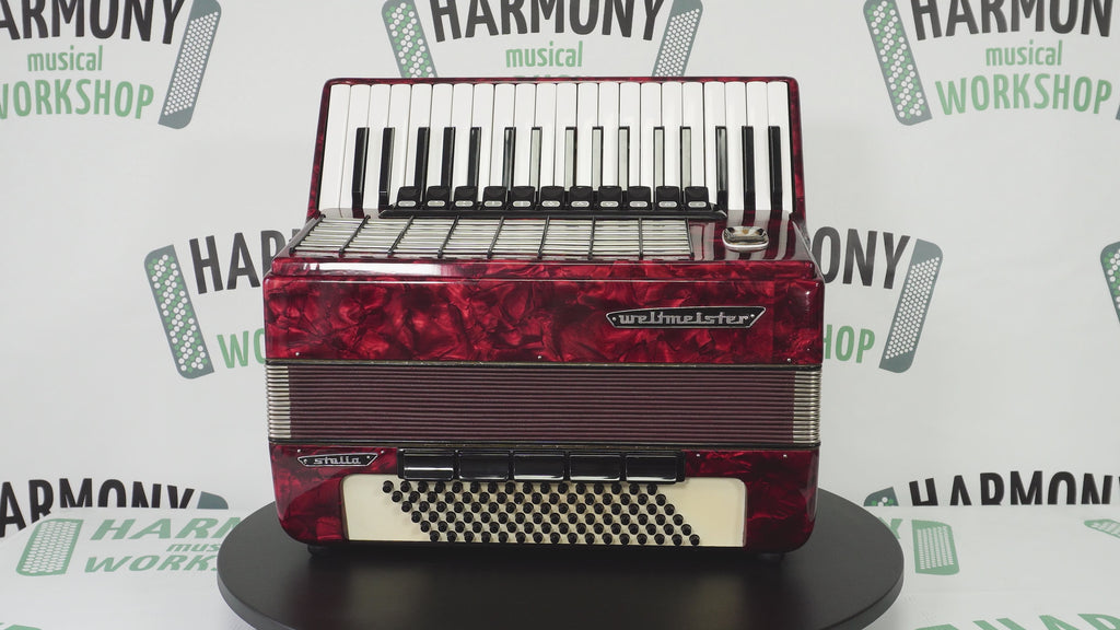 Weltmeister Stella Accordion 96 Bass, German Accordian Instrument, New Straps and Soft Case for Gift, Original Keyboard Piano Acordeone, 2688