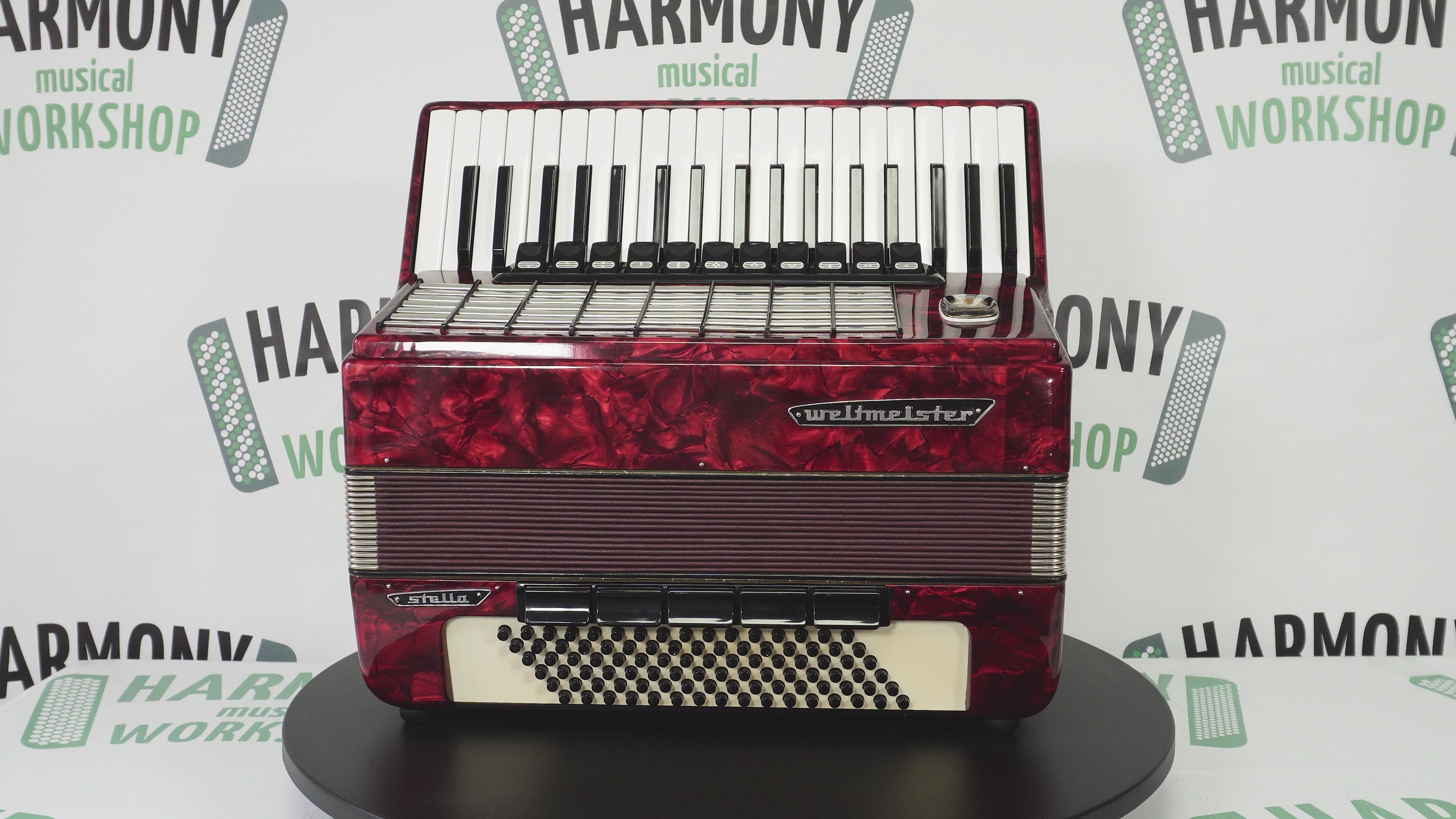 Weltmeister Stella Accordion 96 Bass, German Accordian Instrument, New Straps and Soft Case for Gift, Original Keyboard Piano Acordeone, 2688