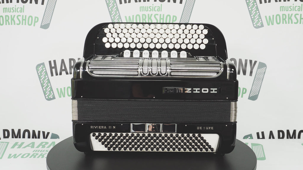 Hohner Riviera III N De Luxe 5 Row Button Accordion 120 Bass made in Germany, New Straps, Accordeone de Botones, 2615