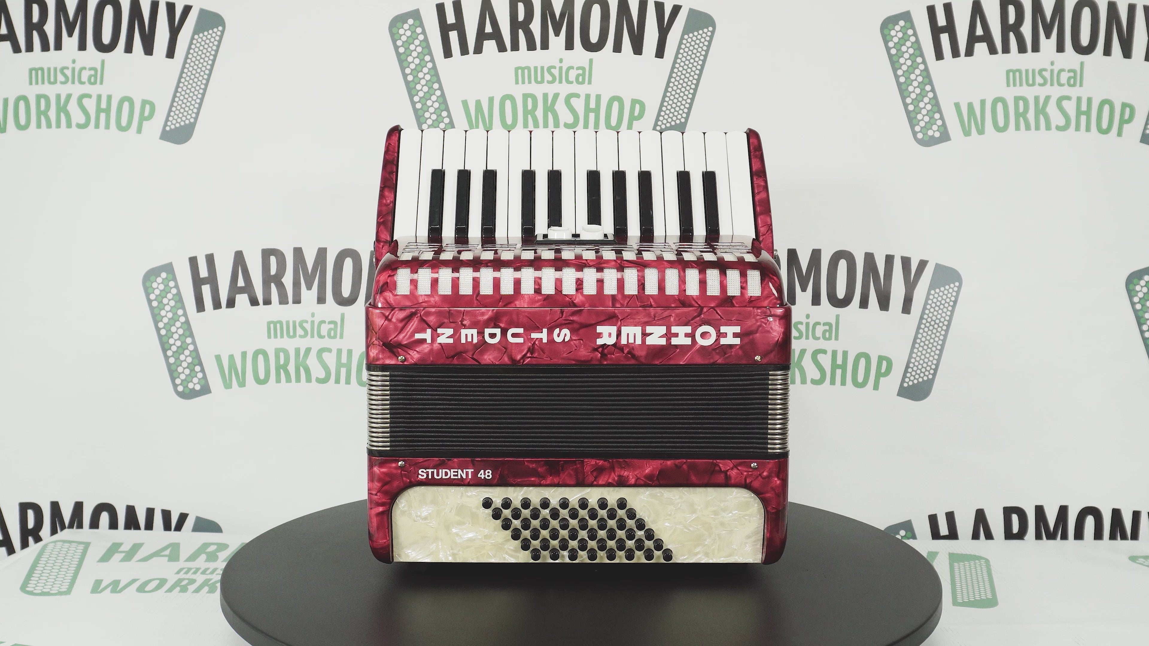 Hohner Student 48 Bass Lightweight Piano Accordion, German Original Akkordeon Musical Instrument for Beginners Kids, New Straps, Hard Case, 2604