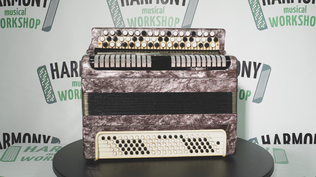Tulskiy Russian Bayan Etude, 3 Row Chromatic Button Accordion, B System, Straps and Hard Case, Soviet Garmoshka Tula, 2657