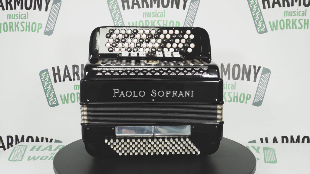 Paolo Soprani 5 Rows Button Accordion 96 Bass made in Italy, B Griff Accordeone de Botones, Original Straps and Hard Case, 2660