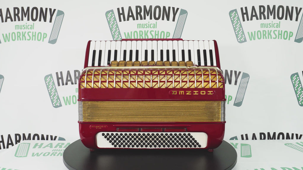 Hohner Atlantic IV De Luxe Piano Accordion, made in Germany 120 Bass, Straps and Soft Bag, Vintage Original Musical Instrument, 2644