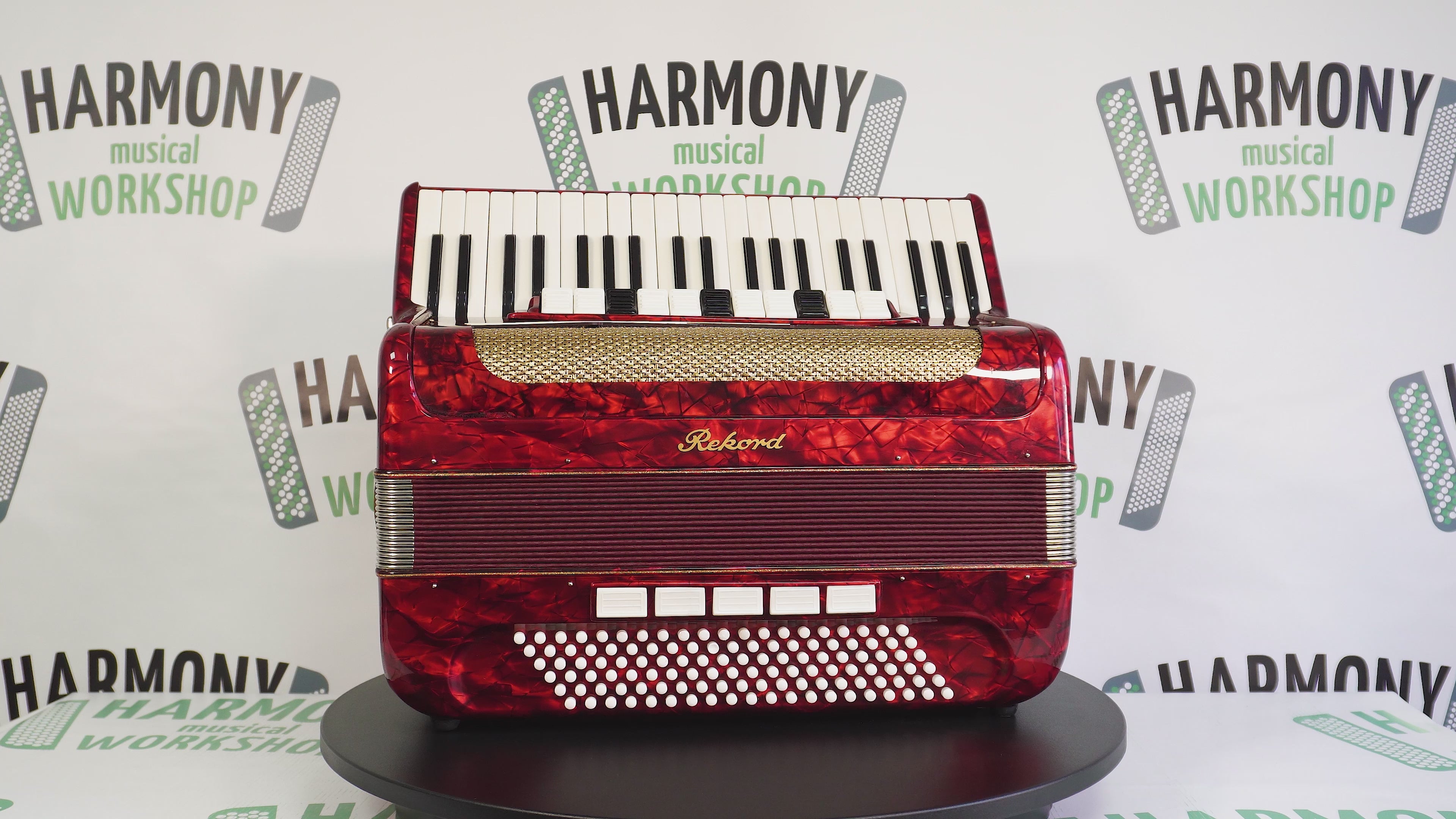 German Piano Accordion Record 120 Bass, New Straps for Gift, Quality Musical Instrument for Adults, 2493, Rich Powerful sound!