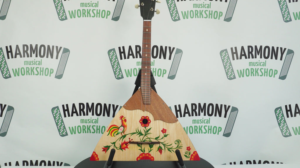 New Ukrainian Prima Balalaika 3 Strings Folk Hand Painted! made in Ukraine Trembita Natural Wood! Beautiful Sound!