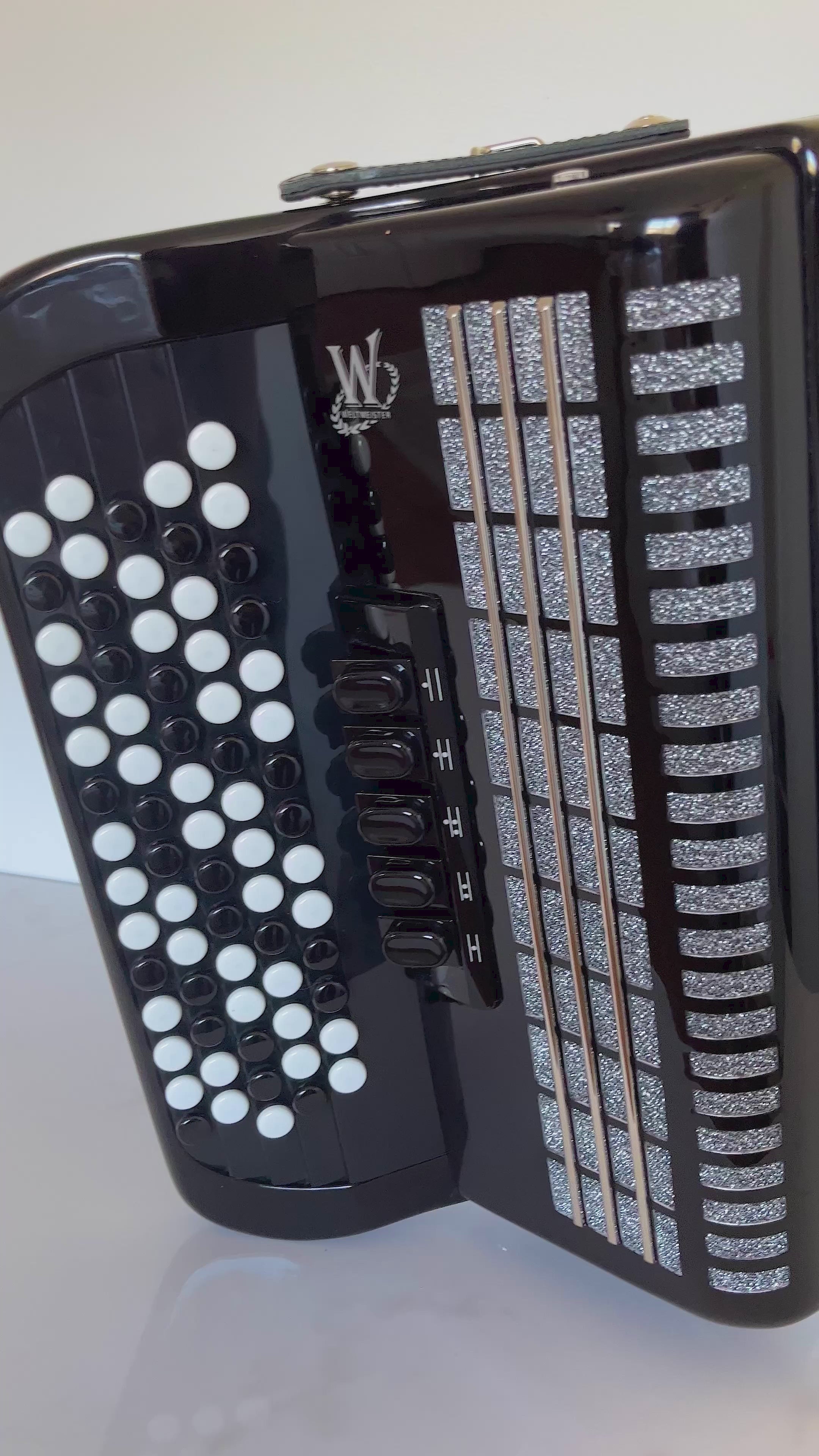 NEW Weltmeister Romance 703 Button Accordion, made in Germany, 96 Bass buttons, 5 Row Accordion B-Gripp, Black, Straps and Case, Shipping from USA