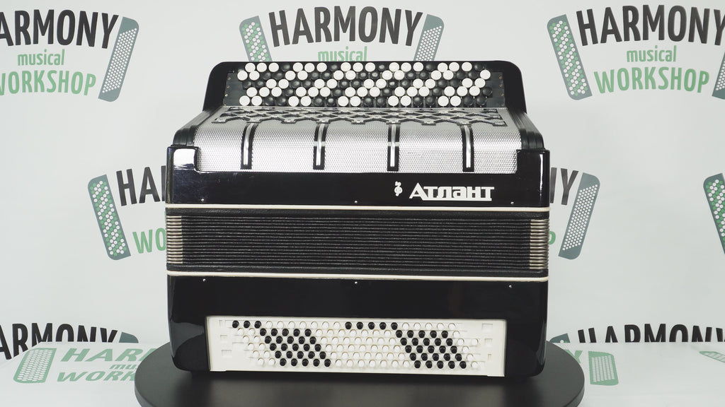 Concert 5 Rows Button Accordion Atlant 120 Bass, Chromatic Ukrainian Bayan, B System, New straps, Rich and Powerful sound!, 2628