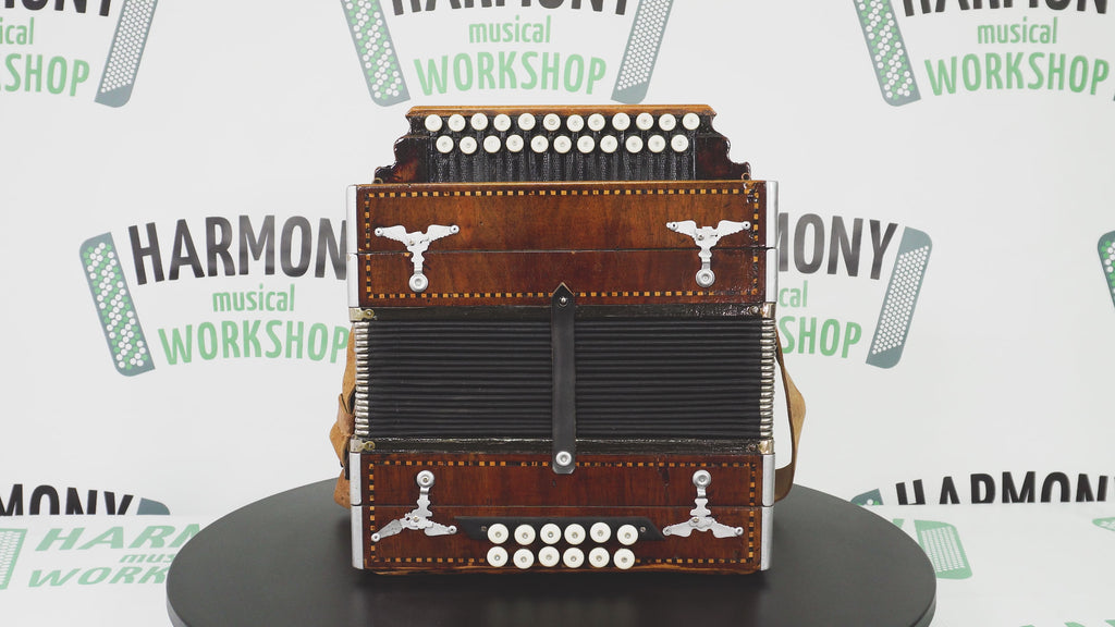 Vintage Old Garmon, Antigue Folk Handmade Button Accordion Harmonica, Squeezebox, Amazing sound! 1964