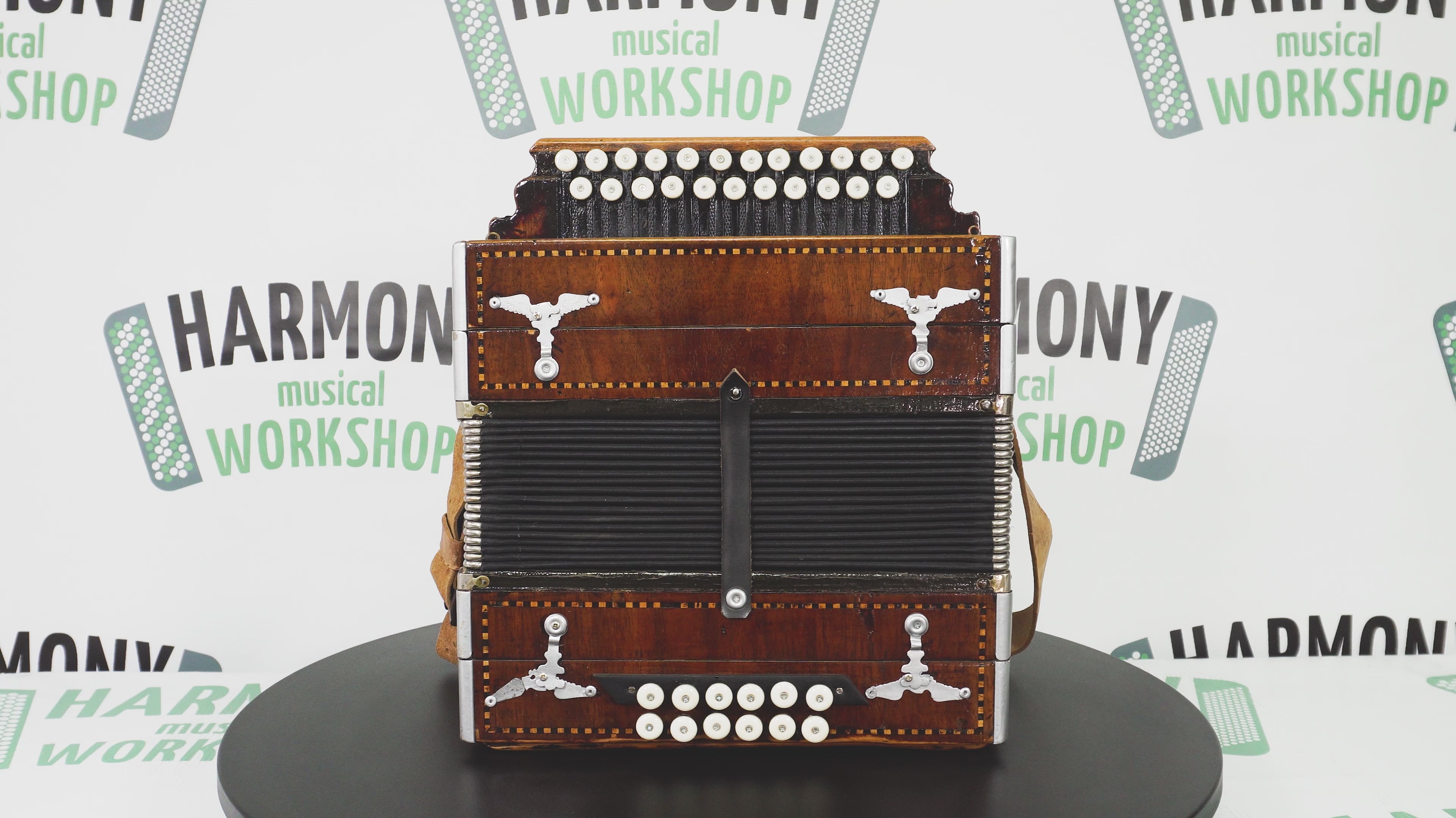 Vintage Old Garmon, Antigue Folk Handmade Button Accordion Harmonica, Squeezebox, Amazing sound! 1964