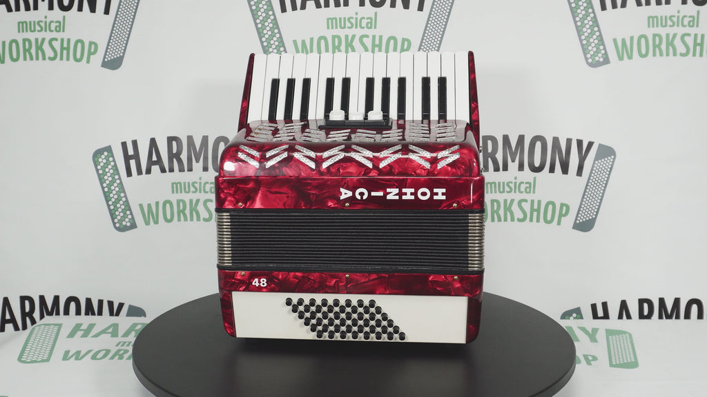 HOHNER Hohnica 48 Bass Lightweight Piano Accordion, German Original Akkordeon Musical Instrument for Beginners Kids, New Straps, 2743