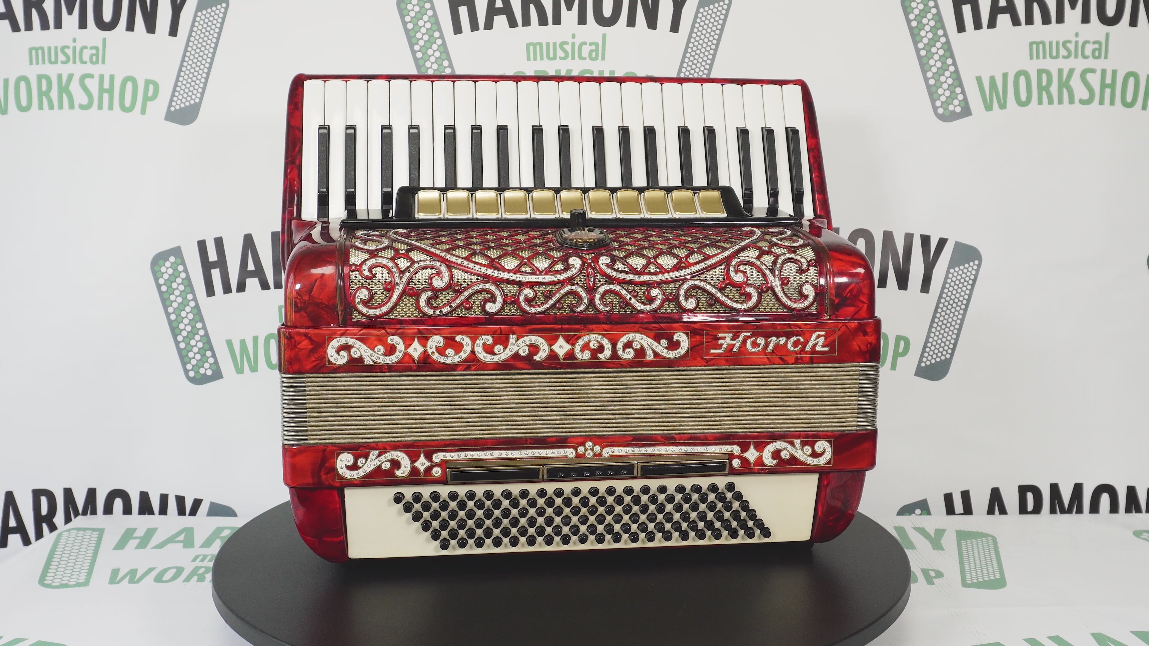 Full Size Horch DeLuxe Accordion 120 Bass, Original Concert Piano Accordion, made in Germany, New Straps and Soft Bag for Gift, 2719