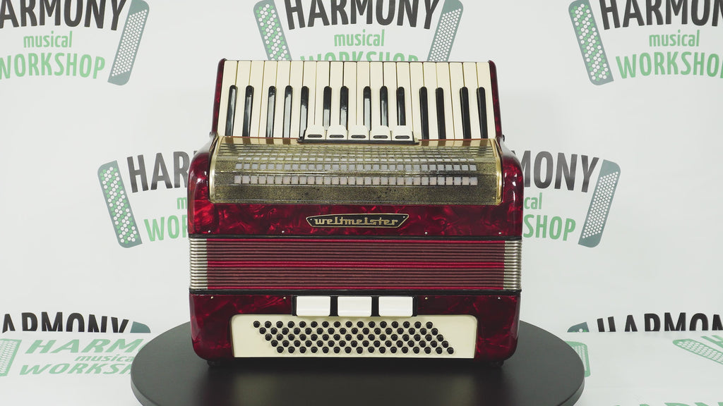 Weltmeister 80 Bass Accordion made in Germany, New Straps and Soft Case for Gift, Original Keyboard Piano Accordian Instrument, 2585