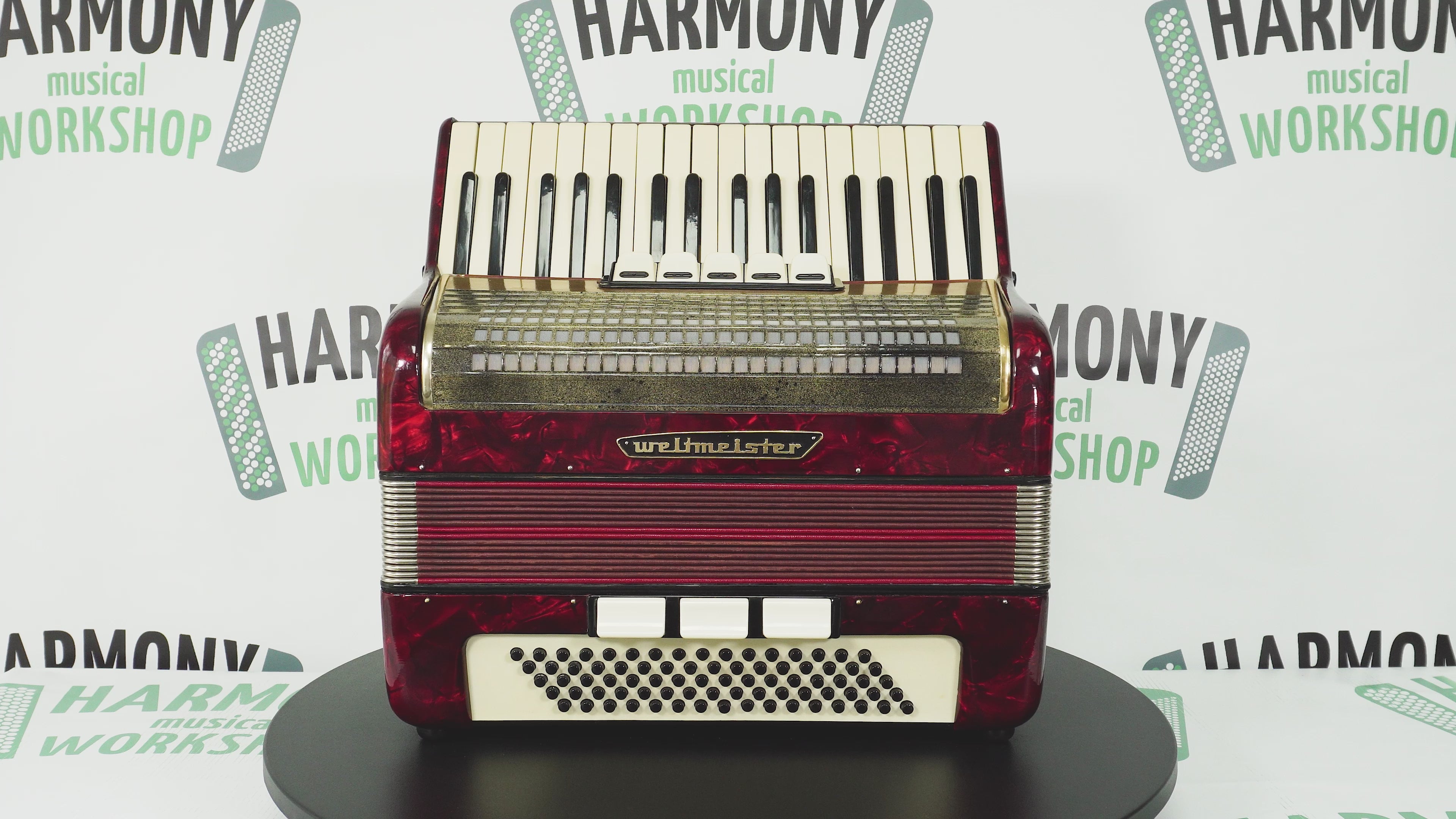 Weltmeister 80 Bass Accordion made in Germany, New Straps and Soft Case for Gift, Original Keyboard Piano Accordian Instrument, 2585