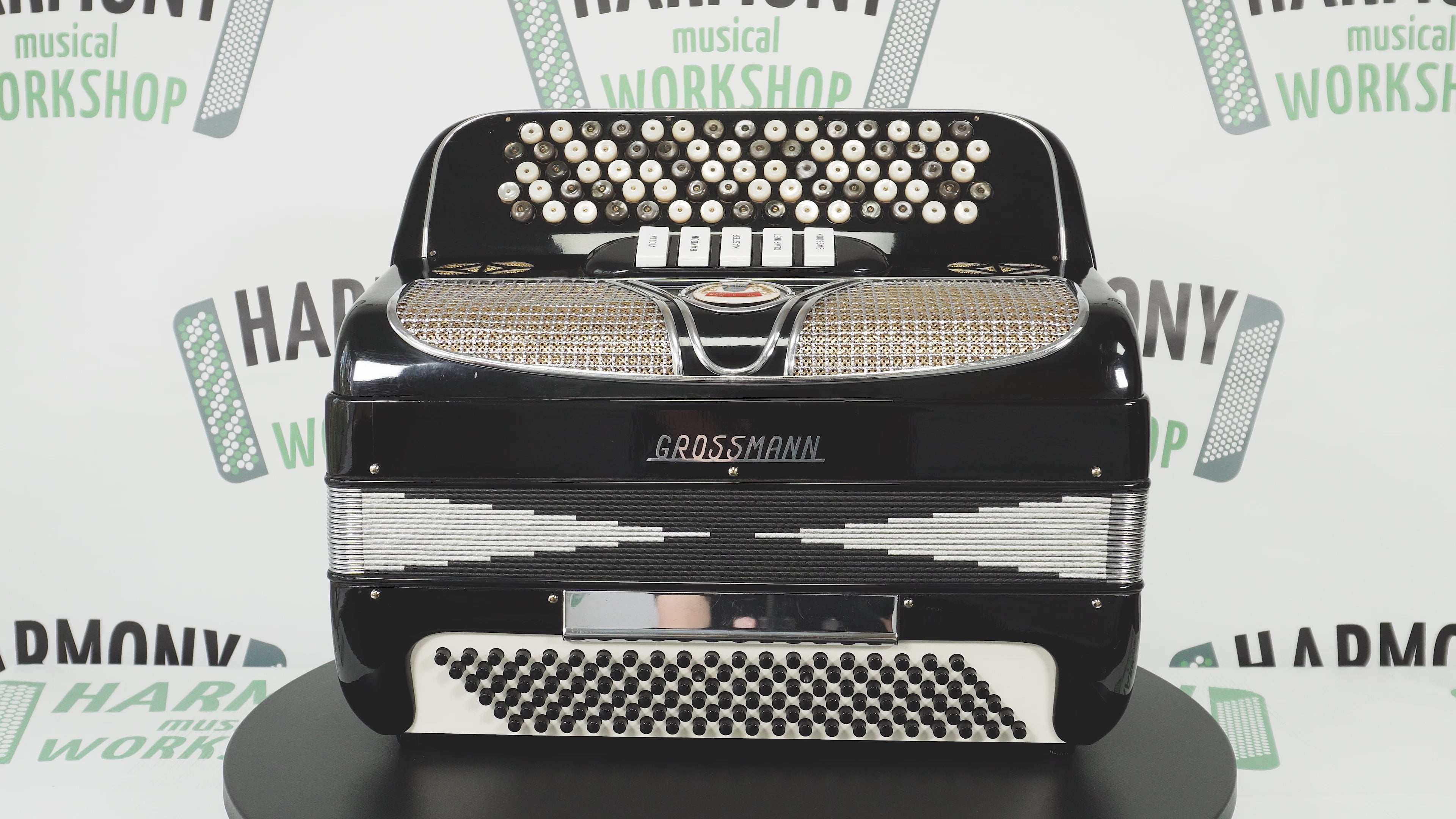 Grossmann Vintage 5 Row Button Accordion 120 Bass, made in Italy, New Straps, Rare Original Italian Accordian Instrument, Amazing sound! 2613