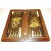 16" Backgammon Set Ship Frigate Wooden Board Game Crocodile Leather, Great Gift